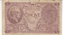 BIGLIETTO DI STATO L.5 REGNO ITALIA VF (RY6952 - Regno D'Italia – 5 Lire