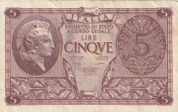 BANCONOTA BIGLIETTO DI STATO LIRE 5 EF (RY7497 - Regno D'Italia – 5 Lire