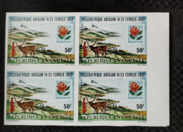 Rwanda - PA5 - Bloc De 4 - Philexafrique - Non Dentelé - Ongetand - Imperforated - 1969 - MNH - Unused Stamps