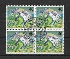 Liechtenstein 1991 Berge Mi.Nr. 1023 4er Block Gestempelt - Oblitérés