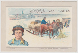 Chromo Publicitaire Chocolat Van Houten - Buriate - Traineau De Poste Devant Chaborowsk - TBE - Van Houten