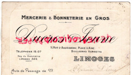 87- LIMOGES - DUCROS JEUNE -MERCERIE BONNETERIE-11 PLACE AGUESSEAU PLACE D' AINE-M. GIRALDEAU ST SAINT SULPICE EXCIDEUIL - Textile & Clothing