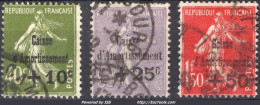 TIMBRE FRANCE SEMEUSE SERIE CAISSE D'AMORTISSEMENT N° 275/277 OBLITEREE - COTE 260 € - 1927-31 Caisse D'Amortissement