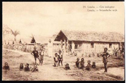 RUANDA URUNDI(1928) Native Village. Illustrated Postal Card Of Belgian Congo Overprinted For Use In Ruanda-Urundi. Sepia - Entiers Postaux