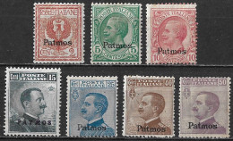 DODECANESE 1912 Black Overprint PATMOS On Italian Stamps Vl. 1 / 7 - Dodécanèse
