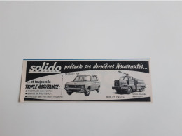 Nouveautés Solido Peugeot 104 Et Berliet Caniva - Publicité De Presse - Other & Unclassified