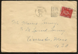 1933 Cover 3c Medallion Slogan St Hyacinthe Quebec To USA - Postgeschiedenis