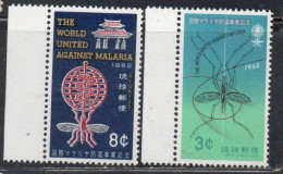 RYUKYU ISLANDS US POSSESSIONS IN JAPAN 1962 WHO OMS MALARIA ERADICATION COMPLETE SET SERIE COMPLETA MNH - Ryukyu Islands