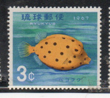 RYUKYU ISLANDS US POSSESSIONS IN JAPAN 1966 1967 FISHES FISH 3c MNH - Ryukyu Islands