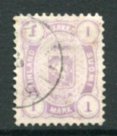 FINLAND 1882  1 Mk. Pale Mauve On Medium To Thick Paper, Perforated 12½ Used. Michel 19 By - Oblitérés