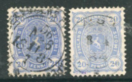FINLAND 1881-82  20 P.in Two Shades  On Medium To Thick Paper, Perforated 12½ Used. Michel 16Bya-b - Gebraucht