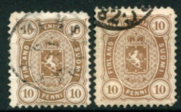 FINLAND 1882  10 P. On Thin And Thick Paper, Perforated 12½ Used. Michel 15Bxb, Yb - Usados