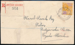 Brit Guyana 1924 Ajánlott Levél Csehszlovákiába - Autres & Non Classés