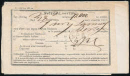 1869 Feladóvevény Okmánybélyeges Okmányra Ragasztva / Recepisse On Document - Autres & Non Classés