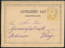 1872 2kr Díjjegyes Levelezőlap / PS-card "MAGYAR-BOLY" - Prag - Altri & Non Classificati