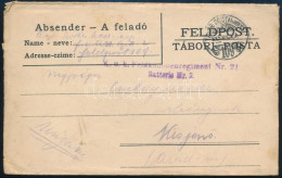 1915 Tábori Posta Levél "K.k. Feldkanonenregiment Nr. 21 / Batterie Nr. 2." - Other & Unclassified