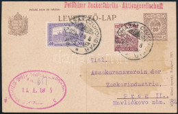 1924 20K Díjjegyes Levelezőlap Arató 100K + Parlament 500K Díjkiegészítéssel Prágába Küldve / PS-card With 600K Addition - Andere & Zonder Classificatie