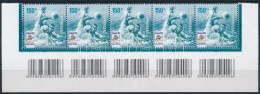 ** 2001 Vízilabda EB 150Ft ívsarki ötöscsík Vonalkóddal - Other & Unclassified