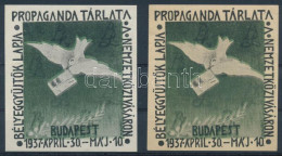 ** 1937/3a+3b Bélyeggyűjtők Lapja Propaganda Tárlata Emlékív Pár Eltolódott Színekkel (13.000) / Souvenir Sheet With Shi - Other & Unclassified