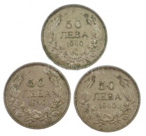 Bulgária 1940. 50L Cu-Ni "III. Borisz" (3x) T:2 Bulgaria 1940. 50 Leva Cu-Ni "Boris III" (3x) C:XF Krause KM#48 - Non Classés