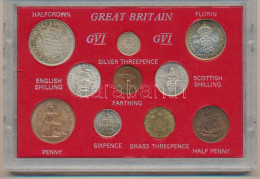 Nagy-Britannia 1940. 1/2p - 1/2C Ag (10xklf) Forgalmi Szett Sérült Plasztik Tokban T:UNC Patina Great Britain 1940. 1/2  - Ohne Zuordnung