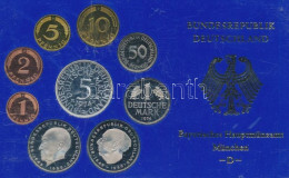 NSZK 1974D 1pf-5M (9xklf) Forgalmi Szett Műanyag Tokban T:PP Tokon Folt, Karc GFR 1974D 1 Pfennig - 5 Mark (9xdiff) Coin - Unclassified