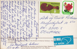 New Zealand PPC AIR MAIL PAR AVION LabelAKAROA 1980 To Denmark (2 Scans) - Covers & Documents