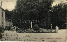 * T2/T3 Pöstyén, Piestany; Erzsébet Királynő Szobor, Park Bejárat. Giosz H. Kiadása / Sissi Statue, Park Entrance (fl) - Non Classés