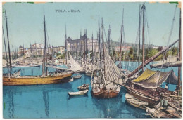 ** T3 Pola, Riva / Kikötő Hajókkal / Port, Ships. G. Fano 1912/13. (ragasztónyom / Gluemark) - Unclassified
