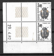 FRANCE - 1983. TAXE  YT N° 111 En PAIRE  Coin De Feuille Daté.  Luxe**  Insectes - 1960-.... Neufs