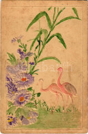 * T3 1931 Flamingók - Kézzel Festett Dombornyomott Lap / Flamingos - Hand-painted Embossed Art (non PC) (EB) - Unclassified