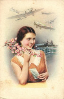 ** T4 Lady With Flowers And Military Aeroplanes, Cecami No. 1023. (b) - Non Classés