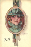 ** T2/T3 Italian Art Postcard, Lady With Hat In Frame S: G. Malugany (EK) - Non Classés
