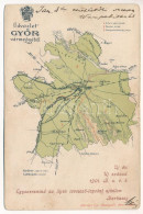 T2/T3 1900 Győr Vármegye Térképe. Kiadja Károlyi Gy. / Map Of Győr County (kis Szakadások / Small Tears) - Zonder Classificatie