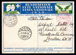 SCHWEIZ, Bundesfeierpostkarte 1930, Gestempelt - Lettres & Documents