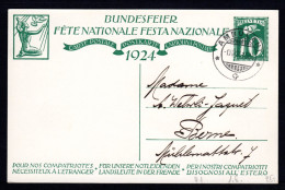 SCHWEIZ, Bundesfeierpostkarte 1924, Gestempelt - Briefe U. Dokumente