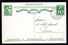 SCHWEIZ, Bundesfeierpostkarte 1927, Gestempelt - Briefe U. Dokumente