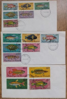Burundi COB 217/32 Série Complète Sur 3 Enveloppes FDC 1967 Poissons Fishes - Storia Postale