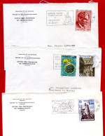 Monaco - 3 Enveloppes Timbres Et Oblitérations Diverses - Postmarks