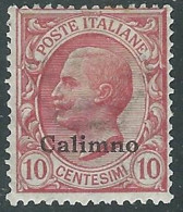 1912 EGEO CALINO EFFIGIE 10 CENT MH * - I29 - Egeo (Calino)