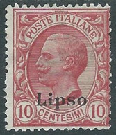 1912 EGEO LIPSO EFFIGIE 10 CENT MH * - I29-2 - Ägäis (Lipso)