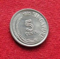 Singapore 5 Cents 1975 KM# 2 Lt 95 *VT Singapura Singapur Singapour - Singapur