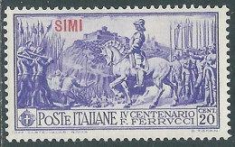 1930 EGEO SIMI FERRUCCI 20 CENT MH * - I45-6 - Aegean (Simi)