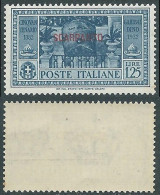 1932 EGEO SCARPANTO GARIBALDI 1,25 LIRE GOMMA CON MACCHIE MNH ** - I31 - Egée (Scarpanto)