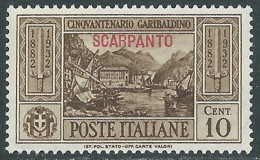 1932 EGEO SCARPANTO GARIBALDI 10 CENT MNH ** - I31-2 - Ägäis (Scarpanto)