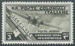 1933 EMISSIONI GENERALI POSTA AEREA DECENNALE 3 LIRE MH * - I30-9 - Amtliche Ausgaben