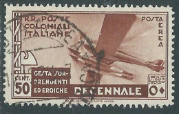 1933 EMISSIONI GENERALI POSTA AEREA USATO DECENNALE 50 CENT - I30-9 - Amtliche Ausgaben