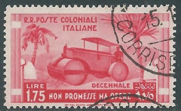 1933 EMISSIONI GENERALI USATO DECENNALE 1,75 LIRE - I30-10 - Amtliche Ausgaben