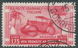 1933 EMISSIONI GENERALI USATO DECENNALE 1,75 LIRE - I30-10 - General Issues