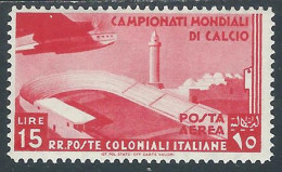 1934 EMISSIONI GENERALI POSTA AEREA MONDIALI DI CALCIO 15 LIRE MH * - I38-8 - Amtliche Ausgaben